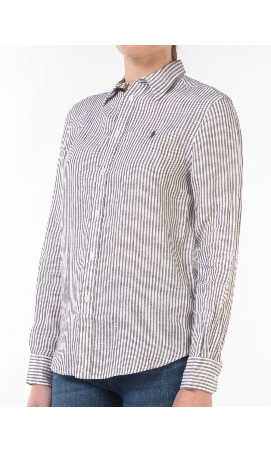 camicia da donna Ralph Lauren in lino a righe