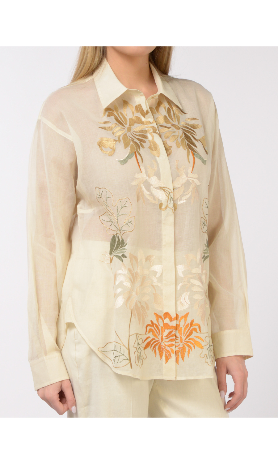 camicia da donna Seventy con ricami ed effetto di trasparenza