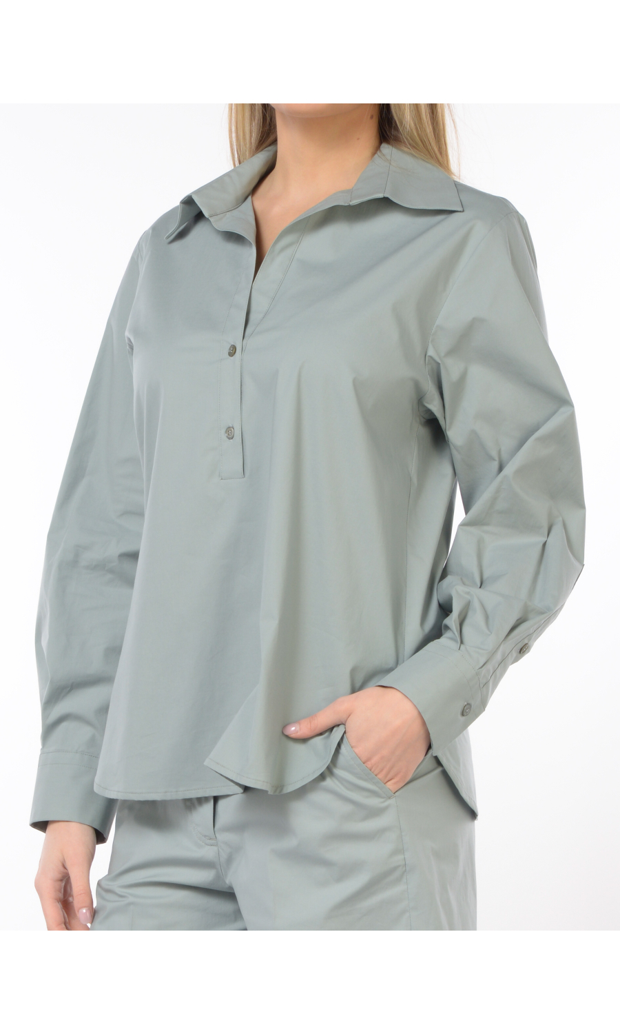 camicia da donna Seventy in popeline di cotone con scollo a V