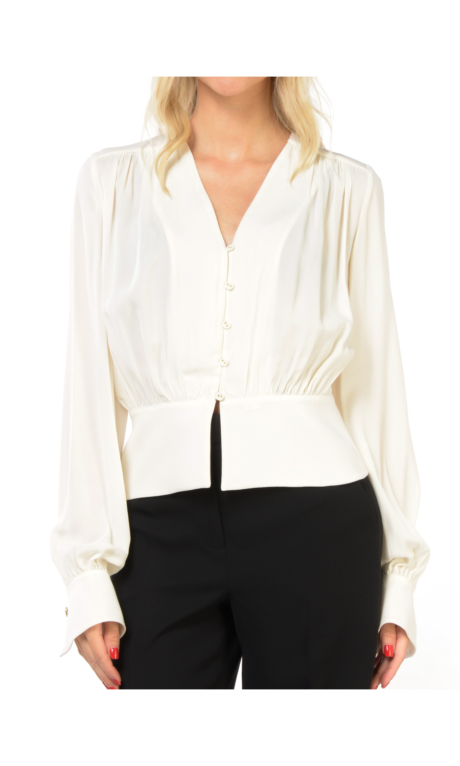 camicia da donna Twinset in crepe con arricciatura
