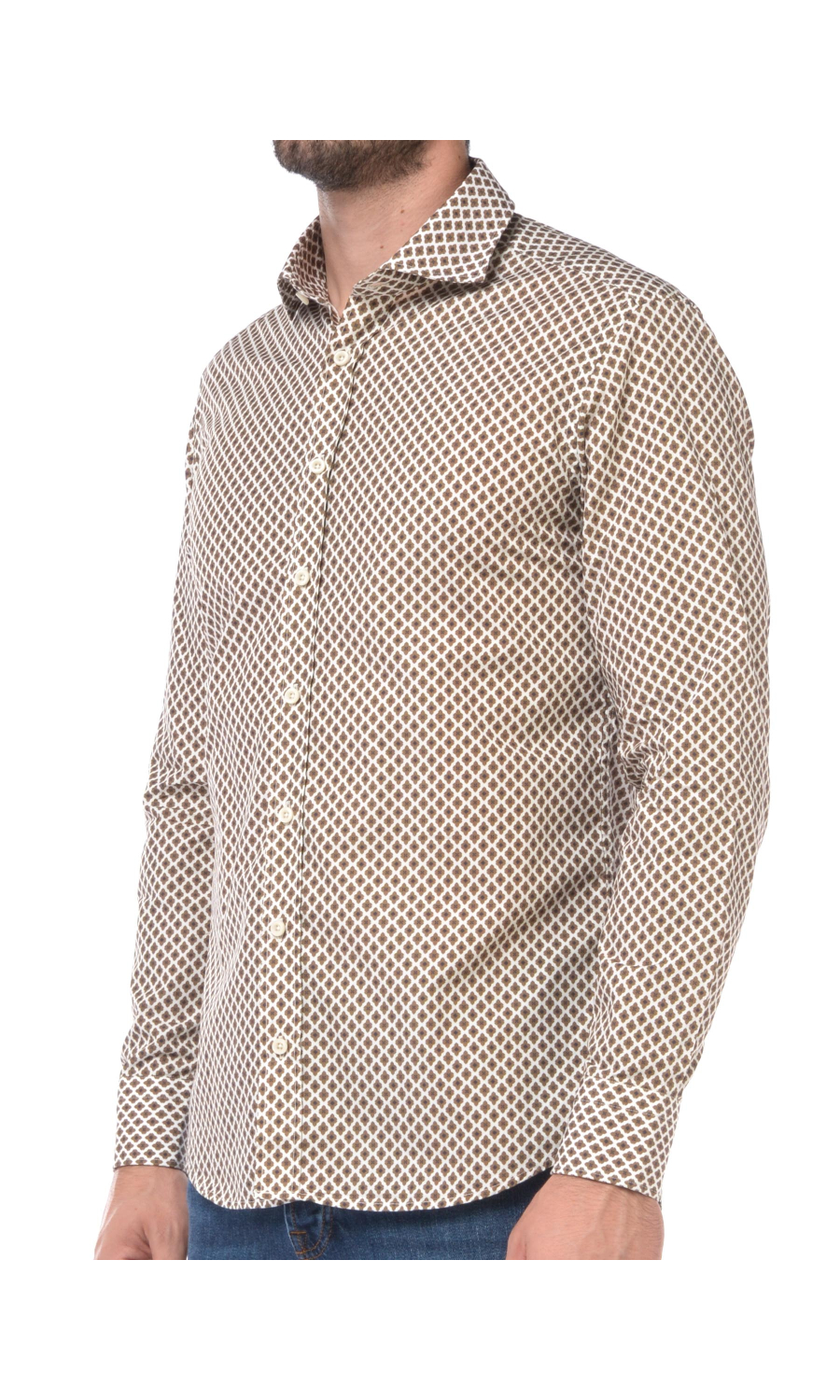 camicia da uomo Bastoncino collo francese a fantasia