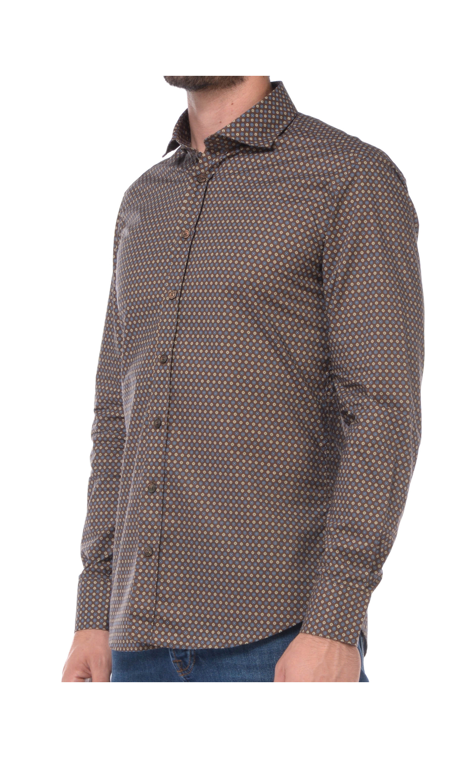 camicia da uomo Bastoncino collo francese a fantasia