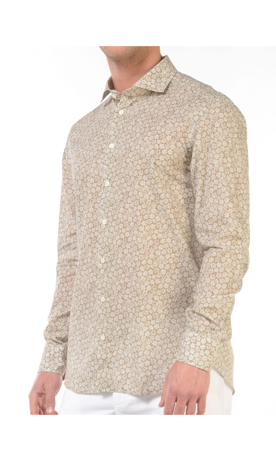 camicia da uomo Bastoncino fantasia floreale collo francese