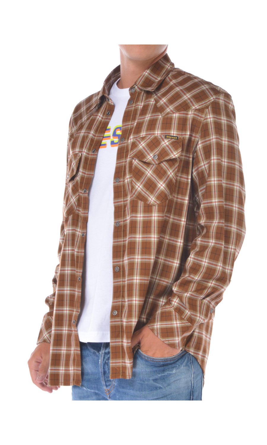 camicia da uomo Diesel check con bottoni