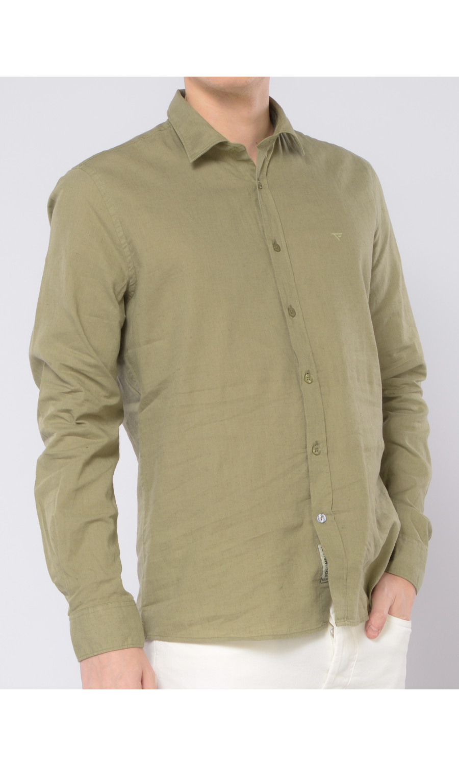 camicia da uomo Fred Mello in cotone e lino con logo