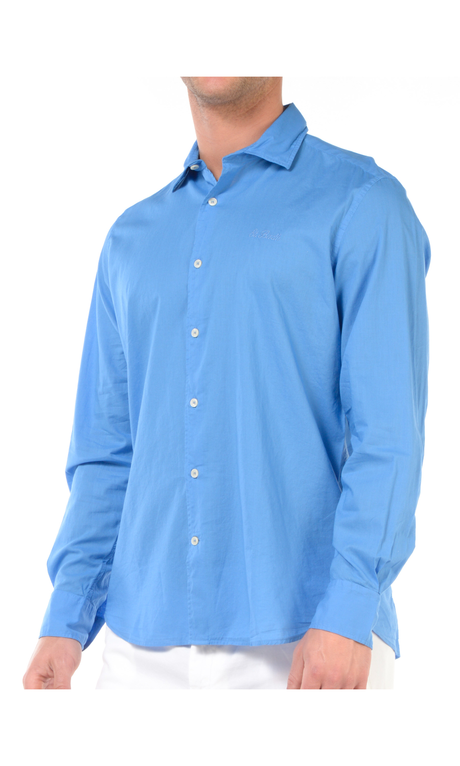 camicia da uomo Mc2 Saint Barth ice cotton con logo