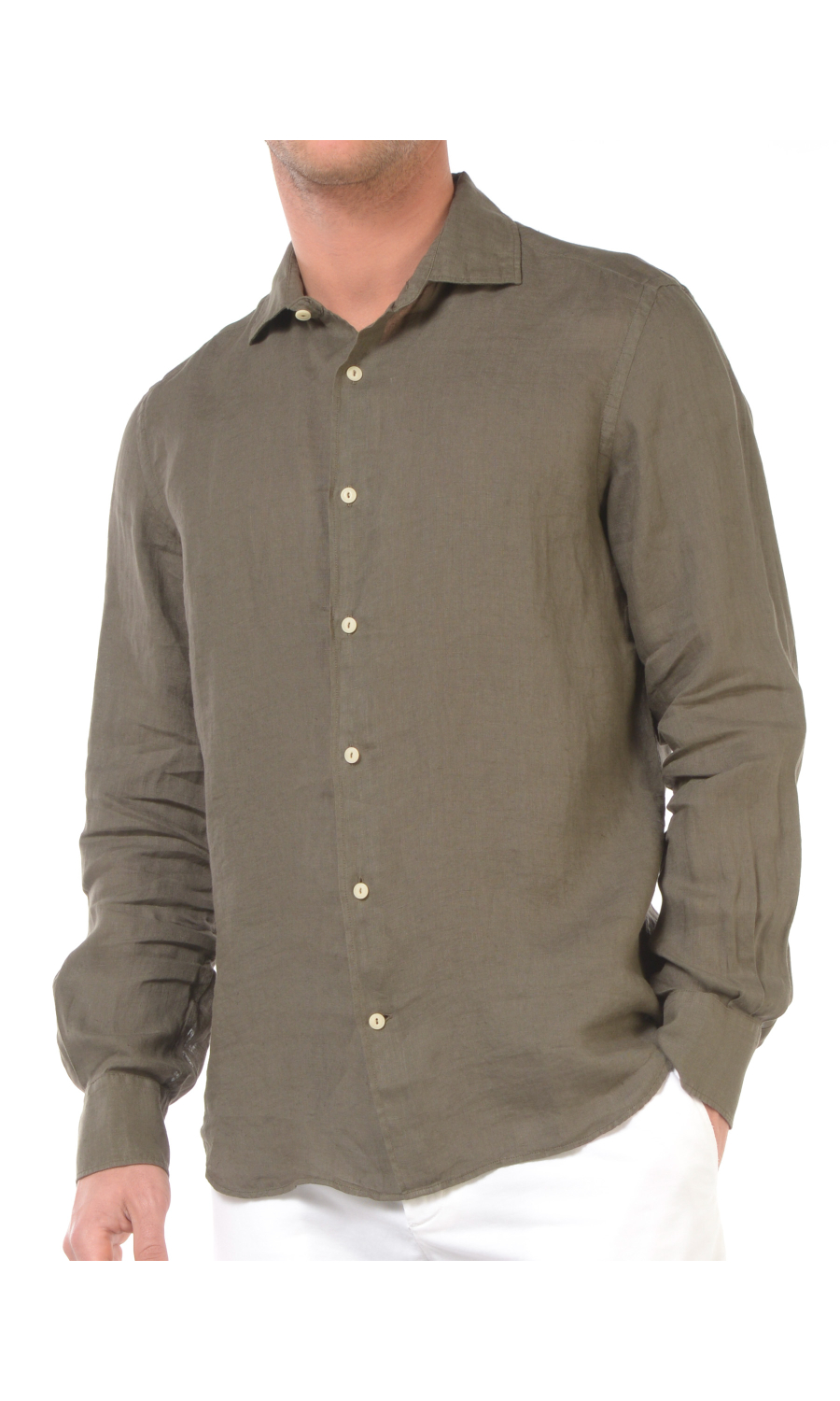 camicia da uomo Mc2 Saint Barth tinta unita in lino