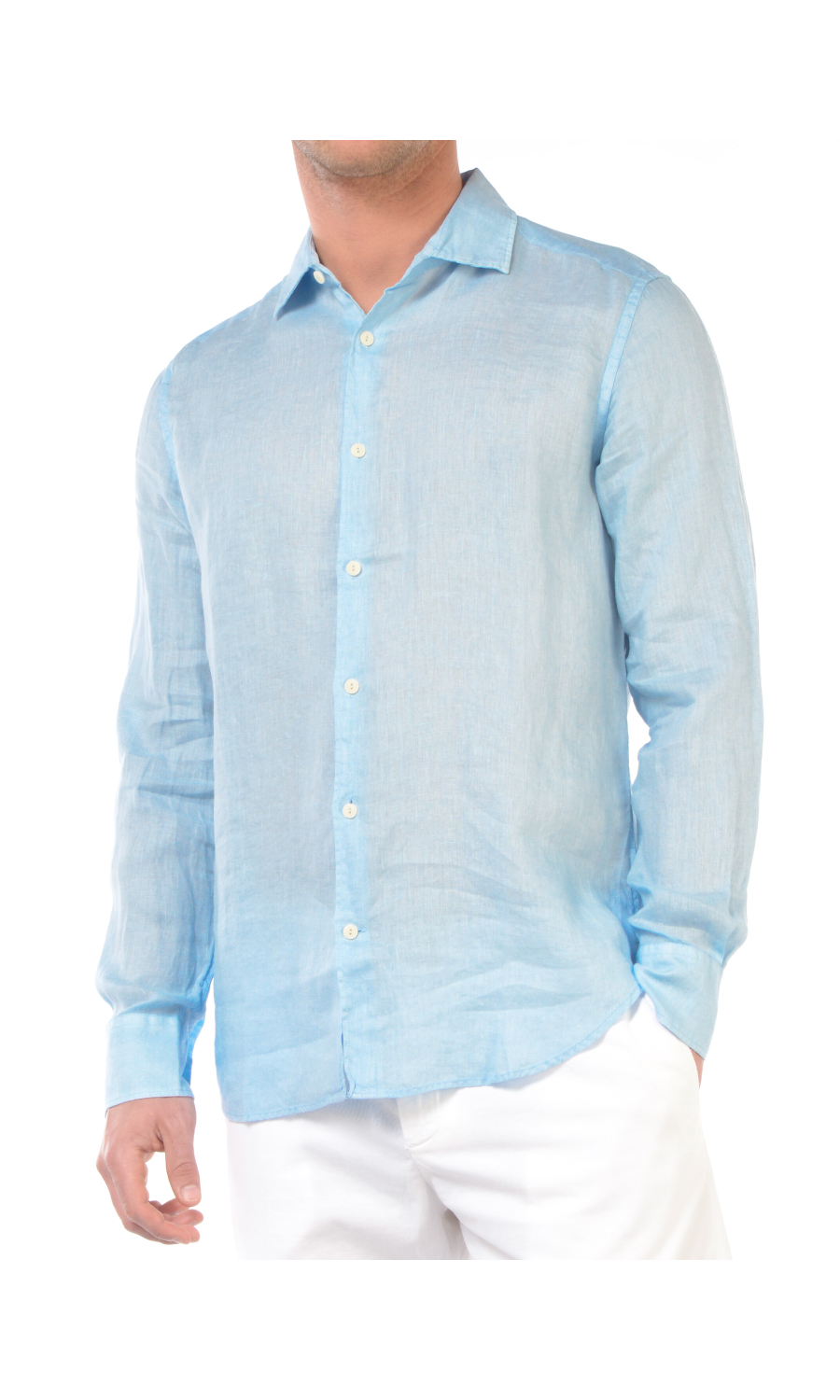 camicia da uomo Mc2 Saint Barth tinta unita in lino