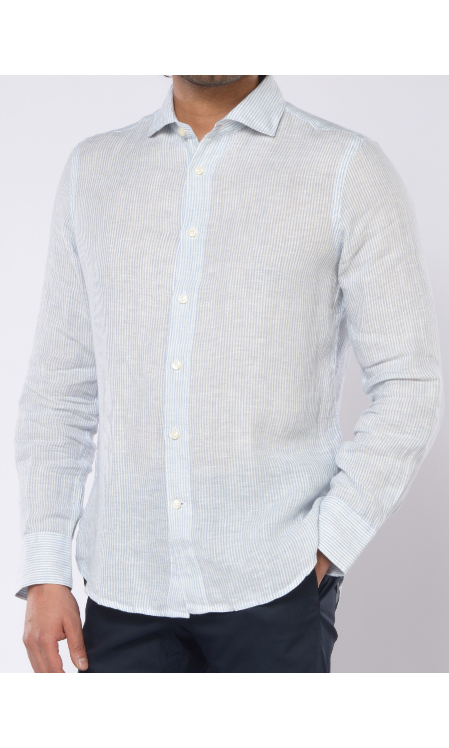 camicia da uomo Seventy in lino a righe