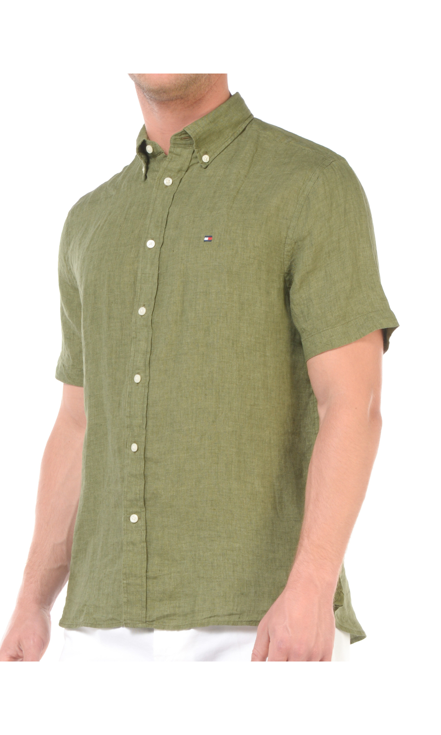 camicia da uomo Tommy Hilfiger manica corta in lino
