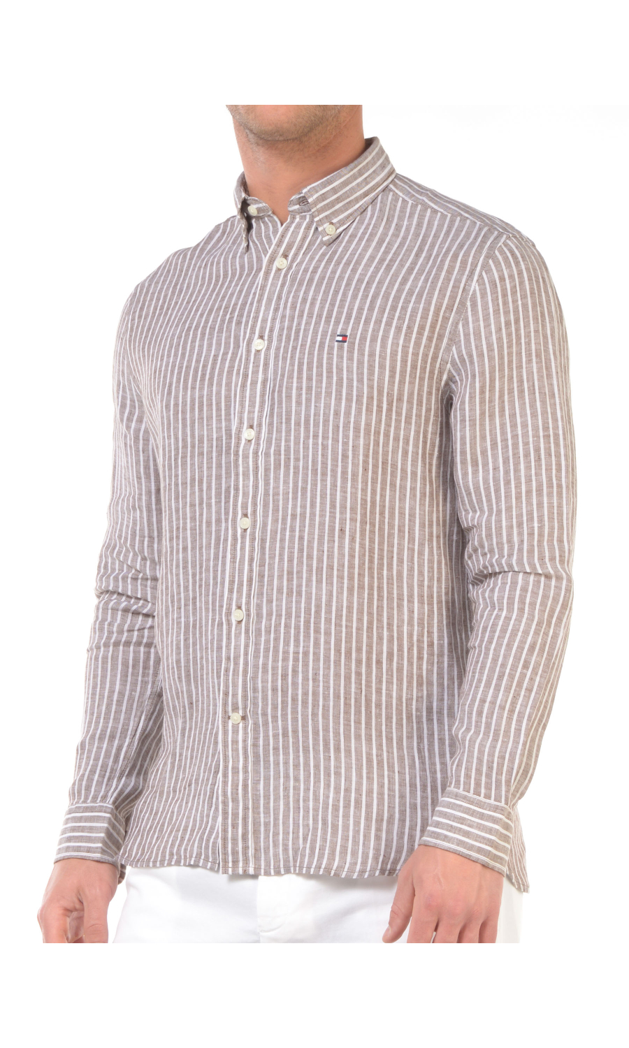 camicia da uomo Tommy Hilfiger in lino a righe