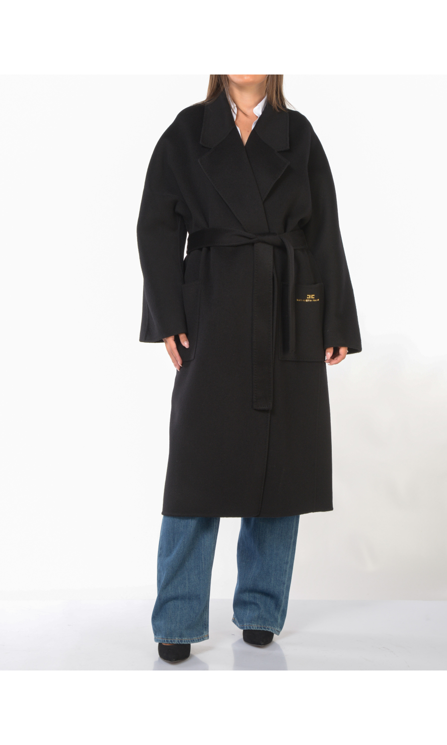 cappotto da donna Elisabetta Franchi in lana con cintura