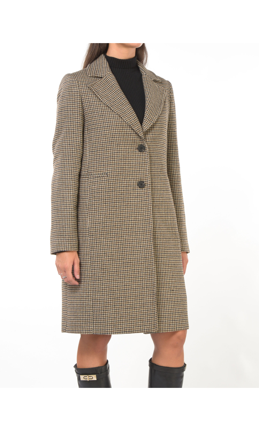 cappotto da donna Kaos a monopetto in pied de poul