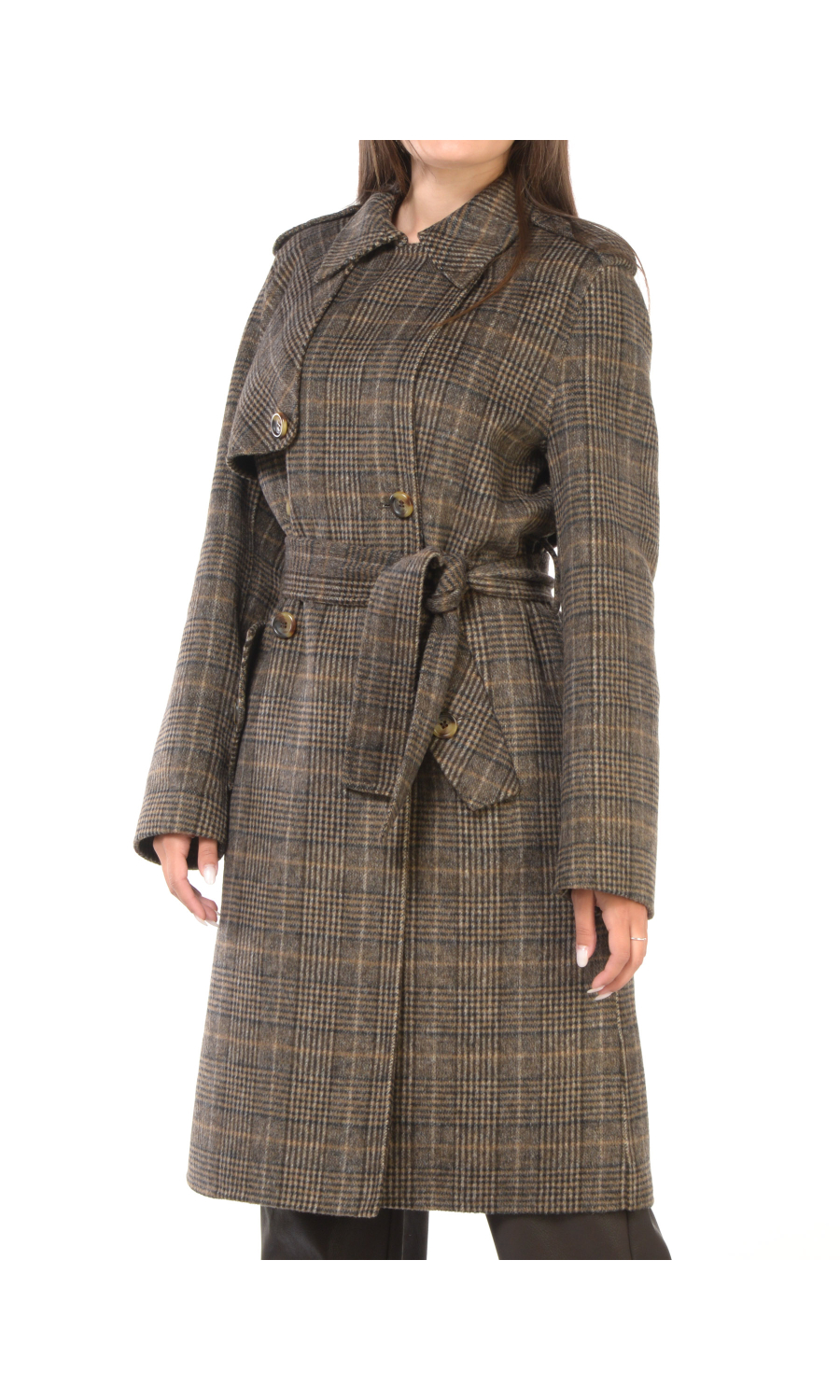 cappotto da donna Liu Jo a doppiopetto a fantasia check