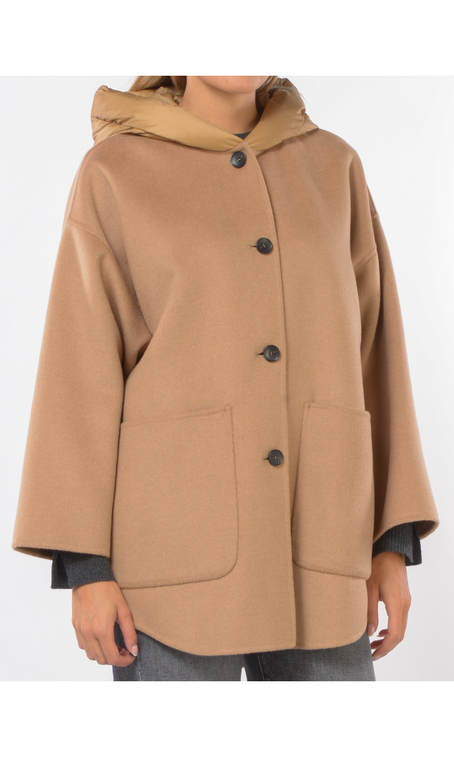 cappotto da donna Seventy in lana e cachemire con cappuccio