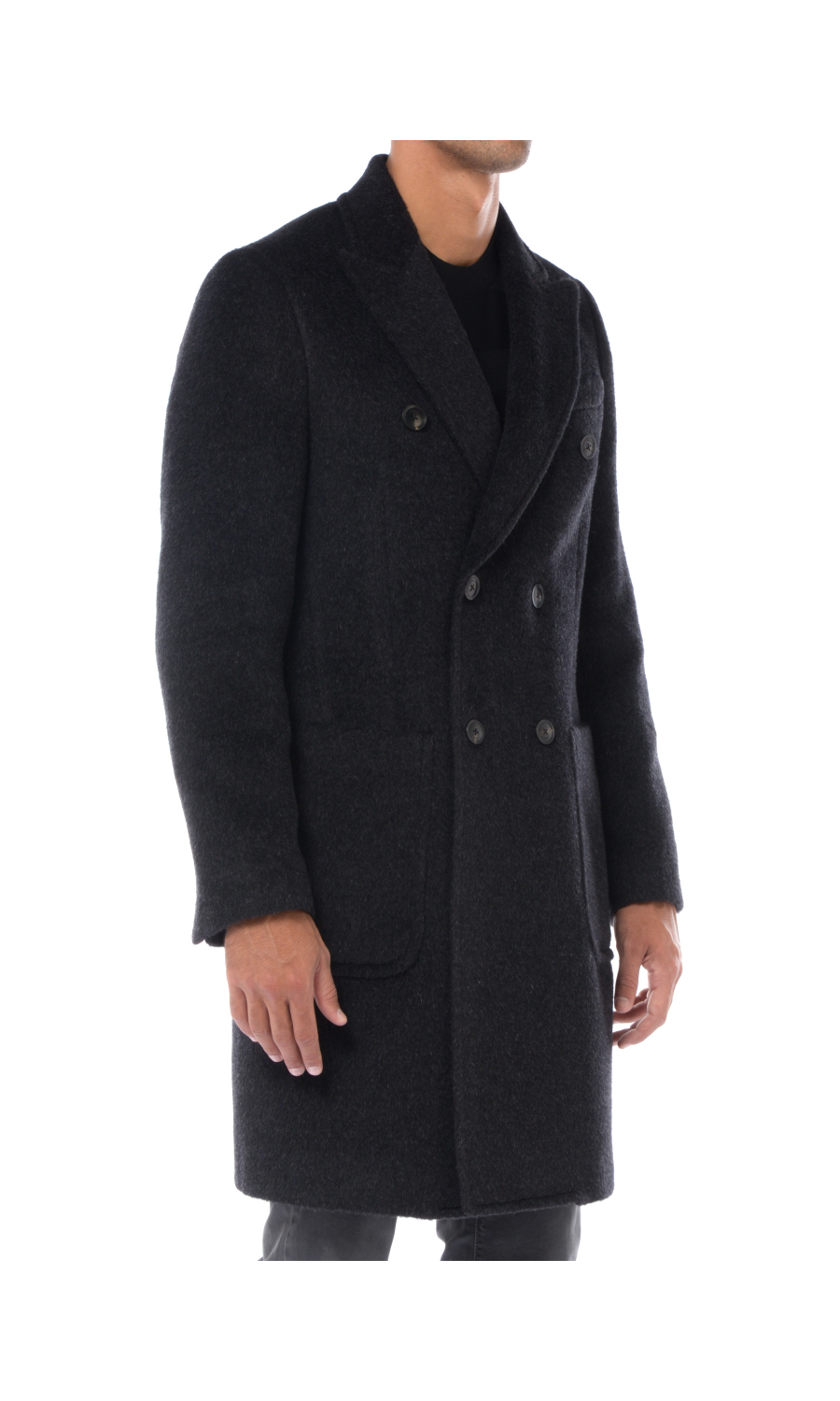 cappotto da uomo Emporio Armani in lana e mohair doppiopetto