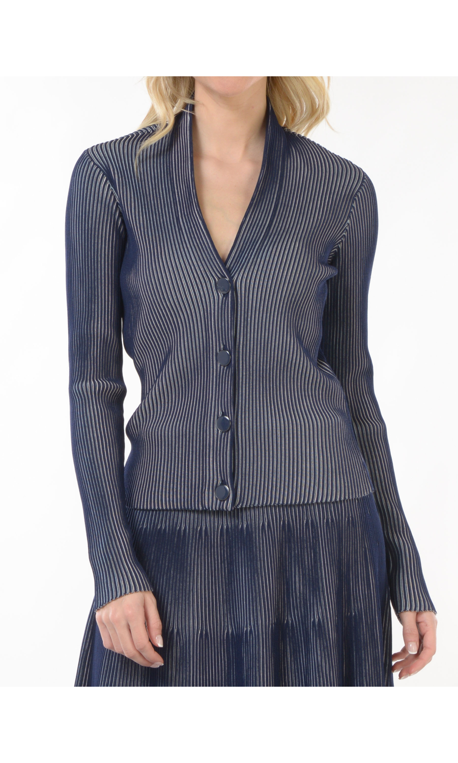 cardigan da donna Emporio Armani effetto riga con scollo a scialle