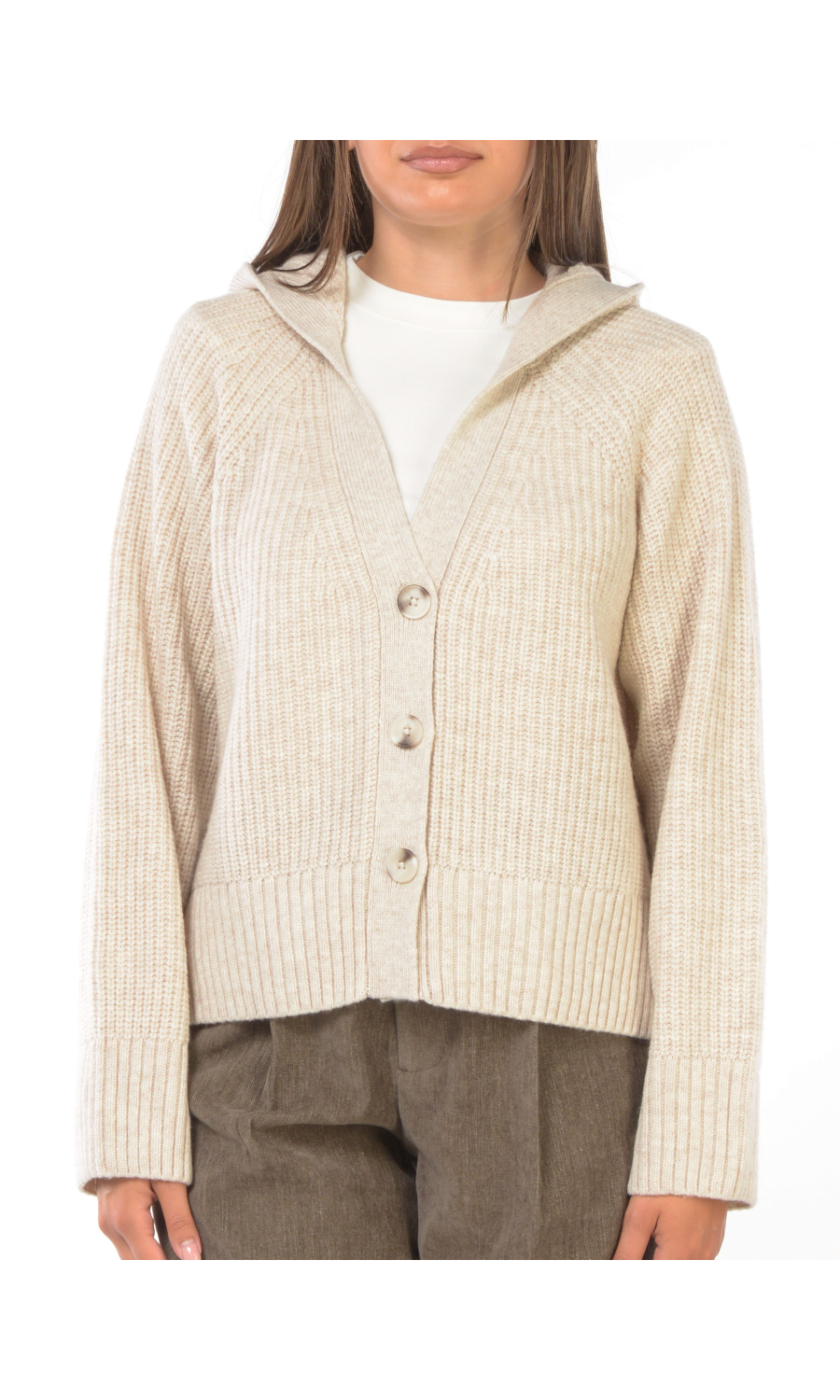 cardigan da donna Oui boxy con cappuccio