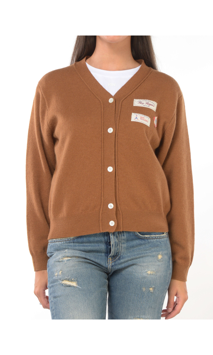 cardigan da donna Roy Roger's in lana merino con patch