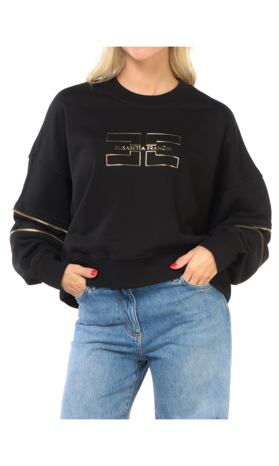 felpa da donna Elisabetta Franchi boxy con zip