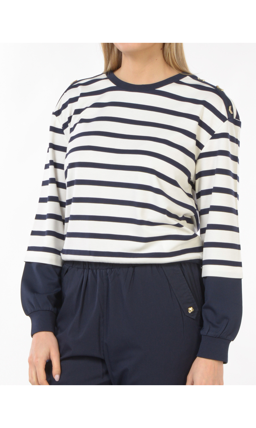 felpa da donna Liu Jo a righe con applicazioni gioiello