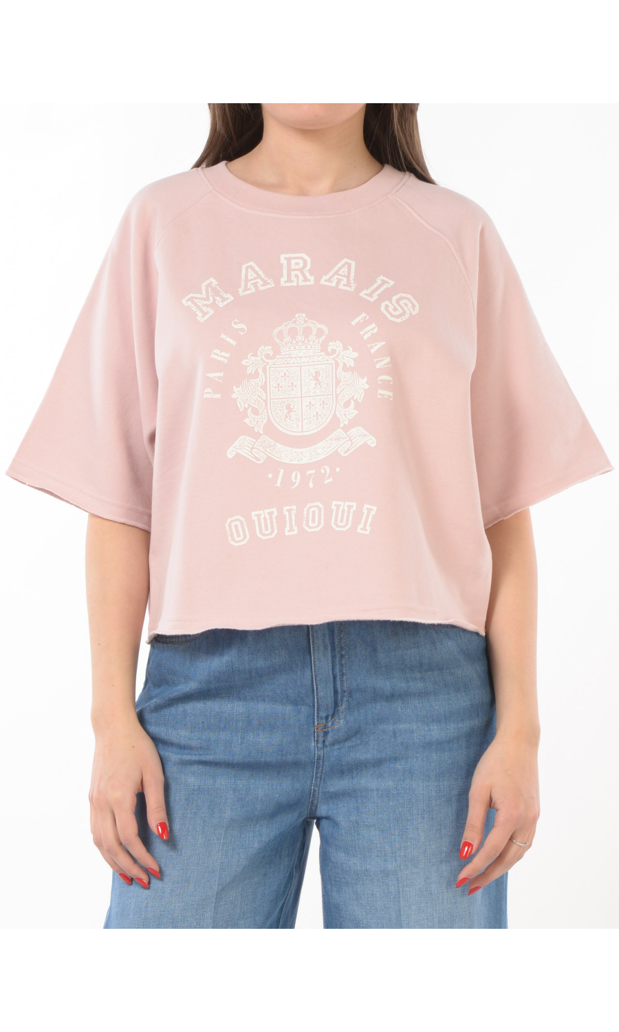 felpa da donna Oui con manica corta e stampa