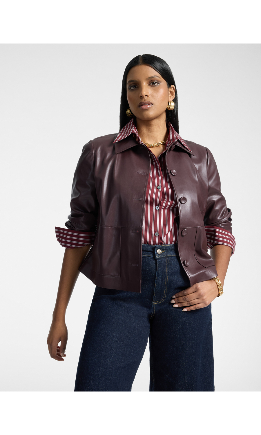 giacca da donna Elena Miro' in ecopelle con bottoni