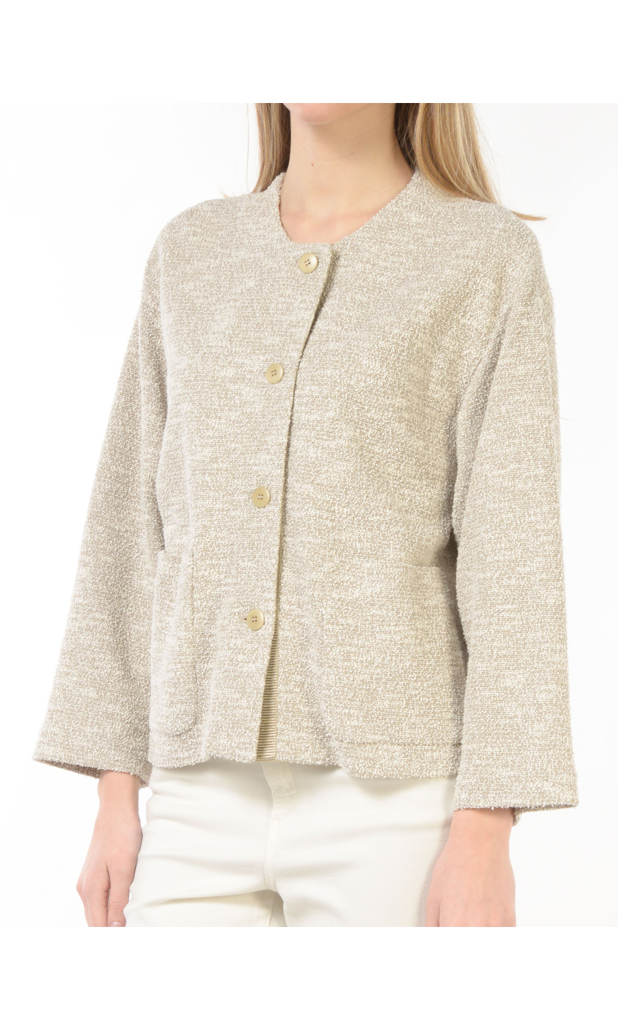 giacca da donna Emporio Armani in jersey jacquard boucle' con tasche
