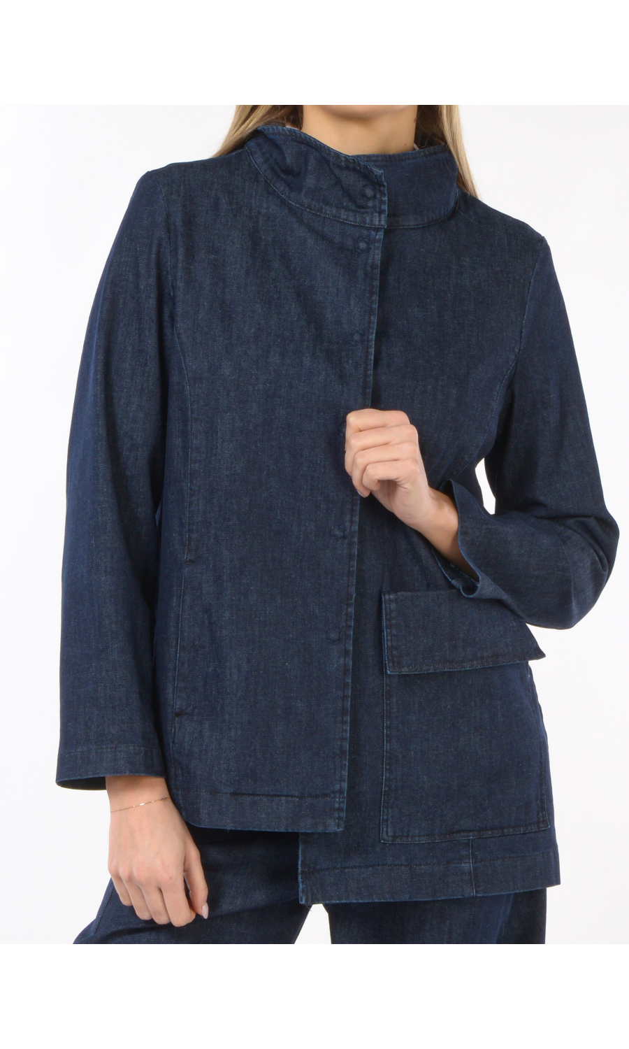 giacca da donna Jurere in denim con collo a cratere