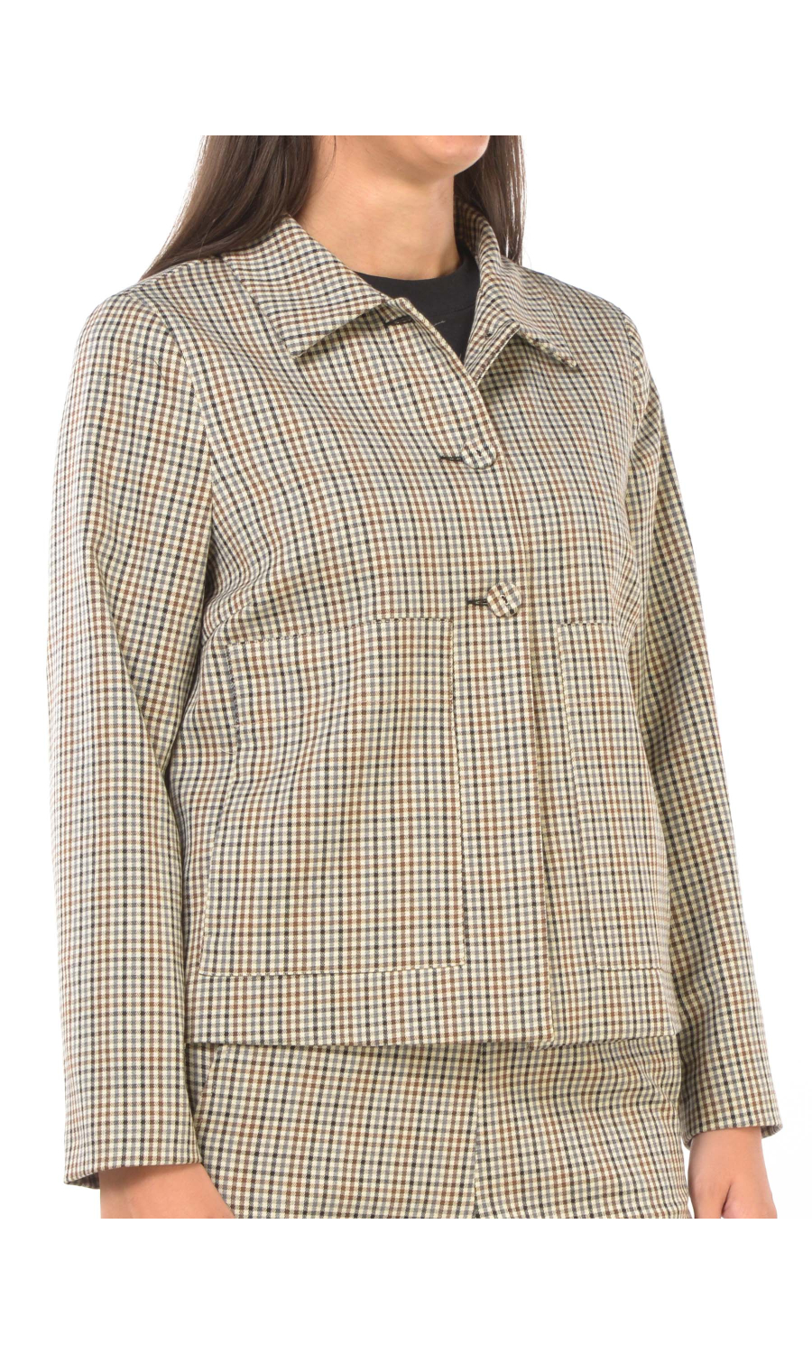giacca da donna Jurere a quadri con colletto a camicia