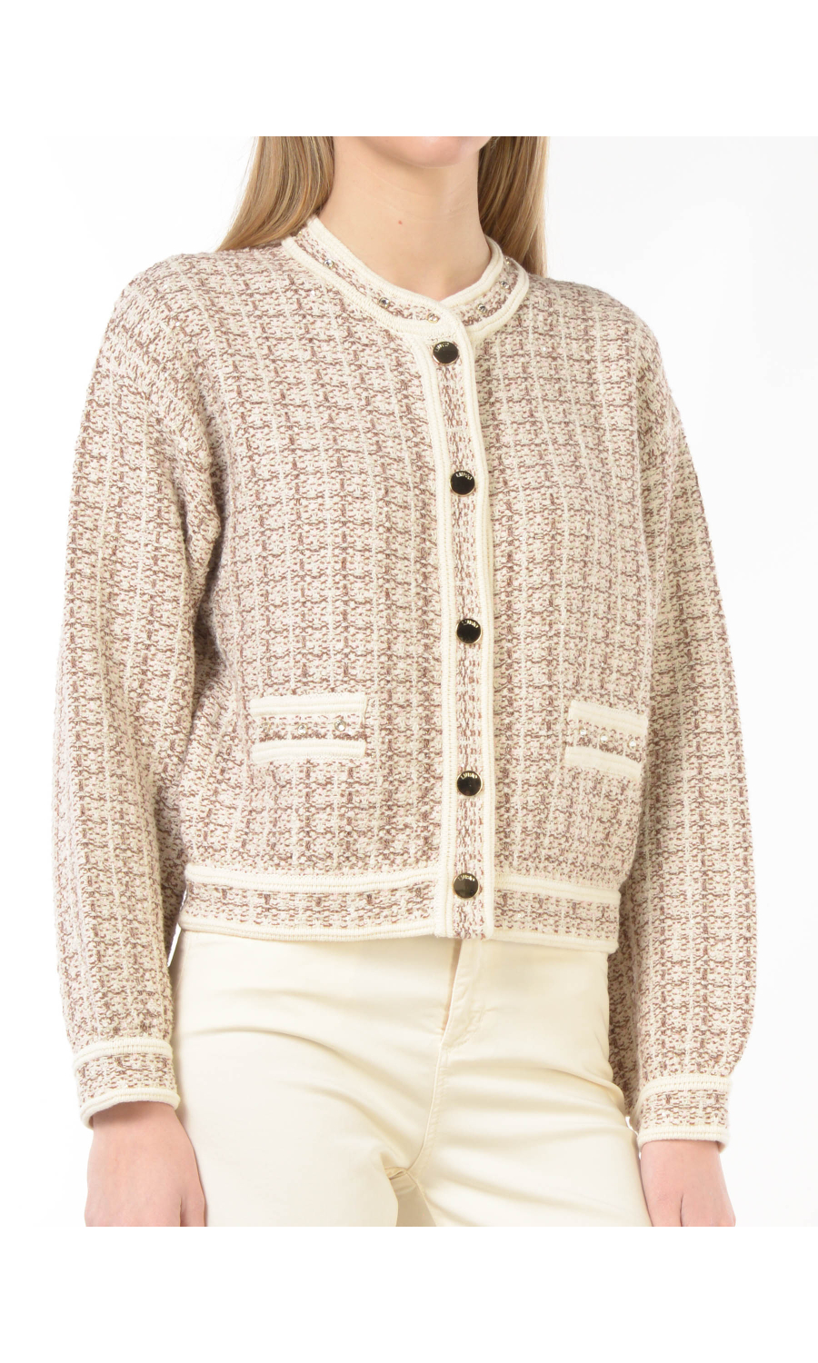 giacca da donna Liu Jo in maglia boucle con fili lurex