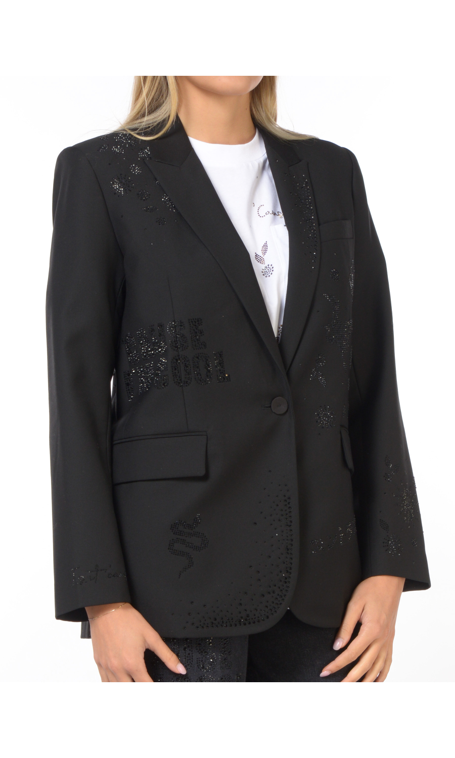 giacca da donna Nenette un bottone con applicazioni