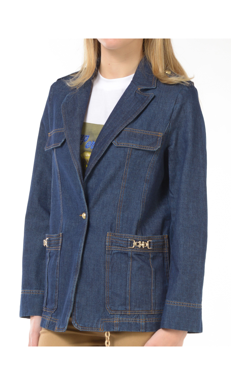 giacca da donna Nenette in denim con cinturini