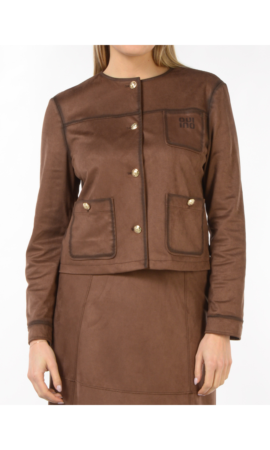 giacca da donna effetto camoscio con tasche