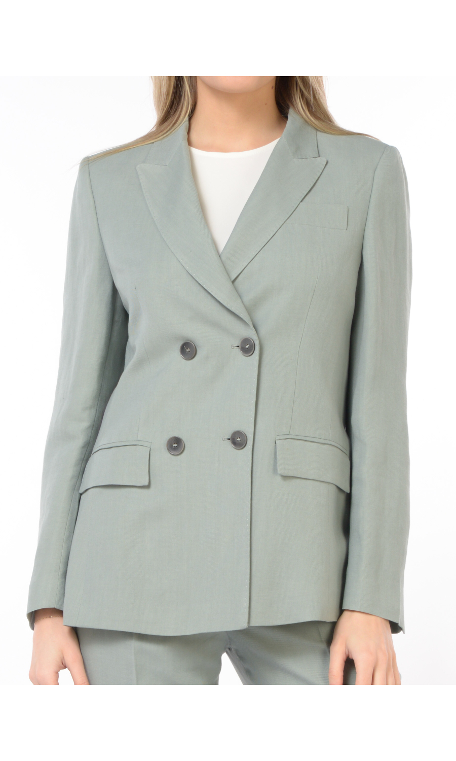 giacca da donna Seventy in viscosa e lino a doppiopetto