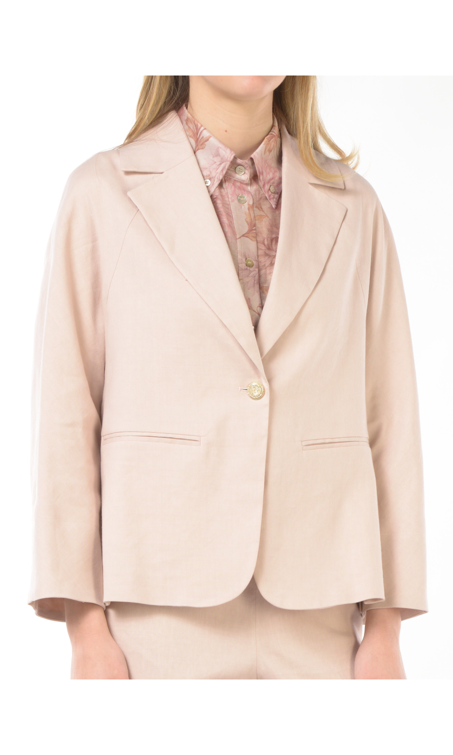 giacca da donna Seventy in misto lino con spacchi