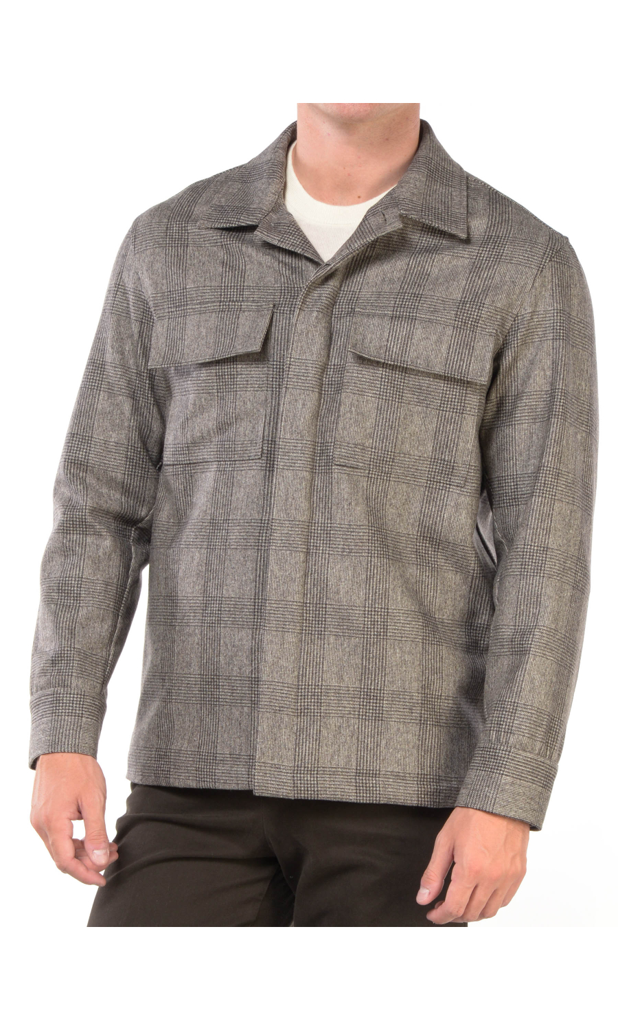 giacca a camicia da uomo Cruna principe di galles con tasche