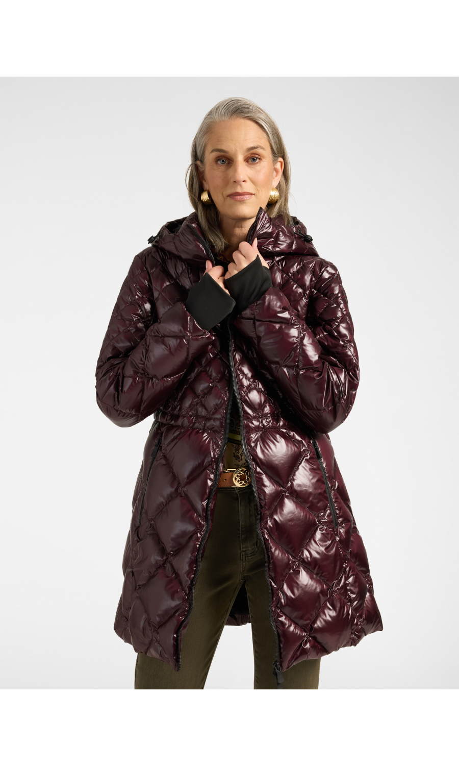 giaccone da donna Elena Miro' in nylon lucido trapuntato