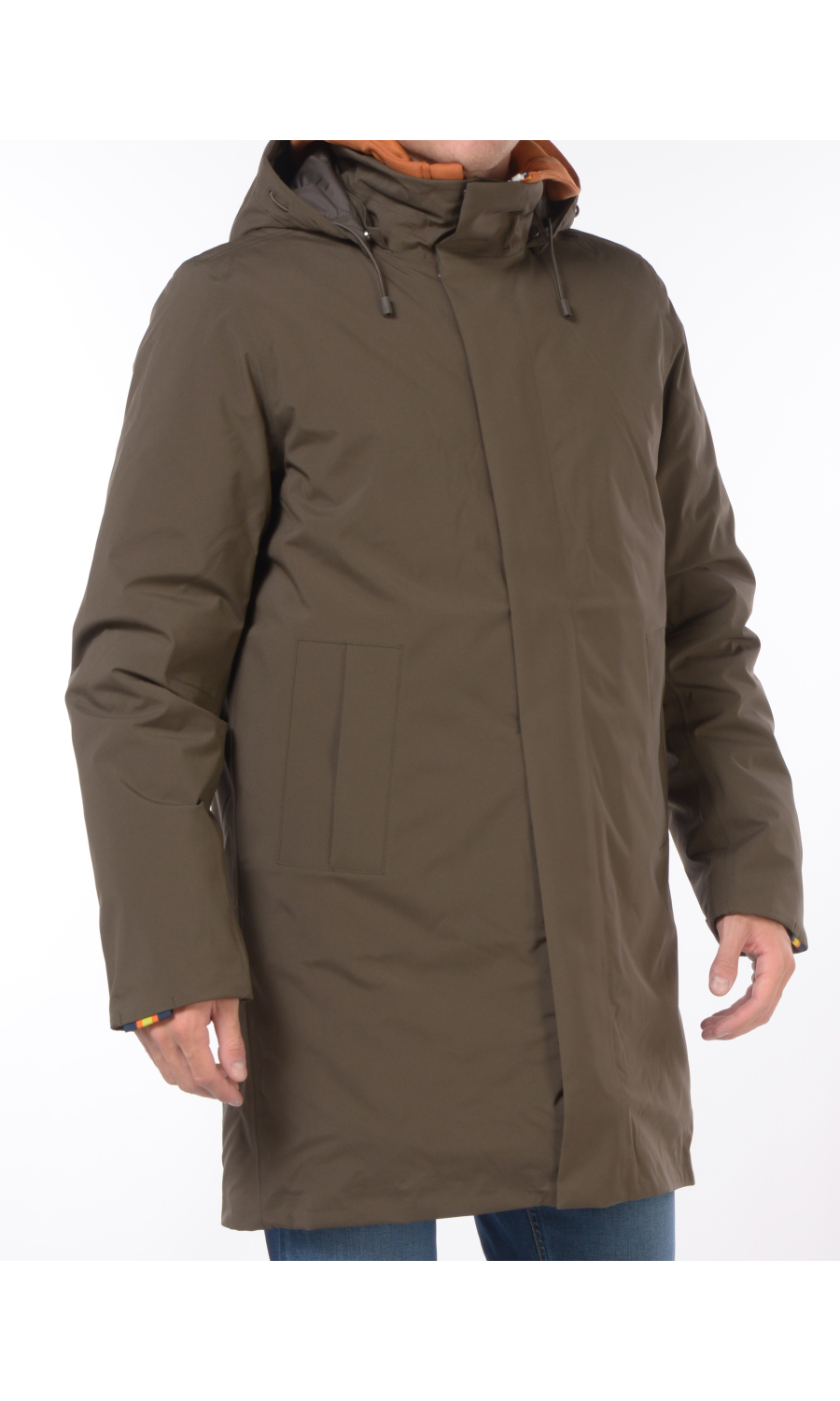 giaccone da uomo K Way lungo con cappuccio