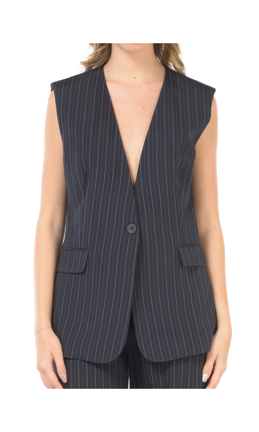 gilet da donna Kaos gessato con tasche