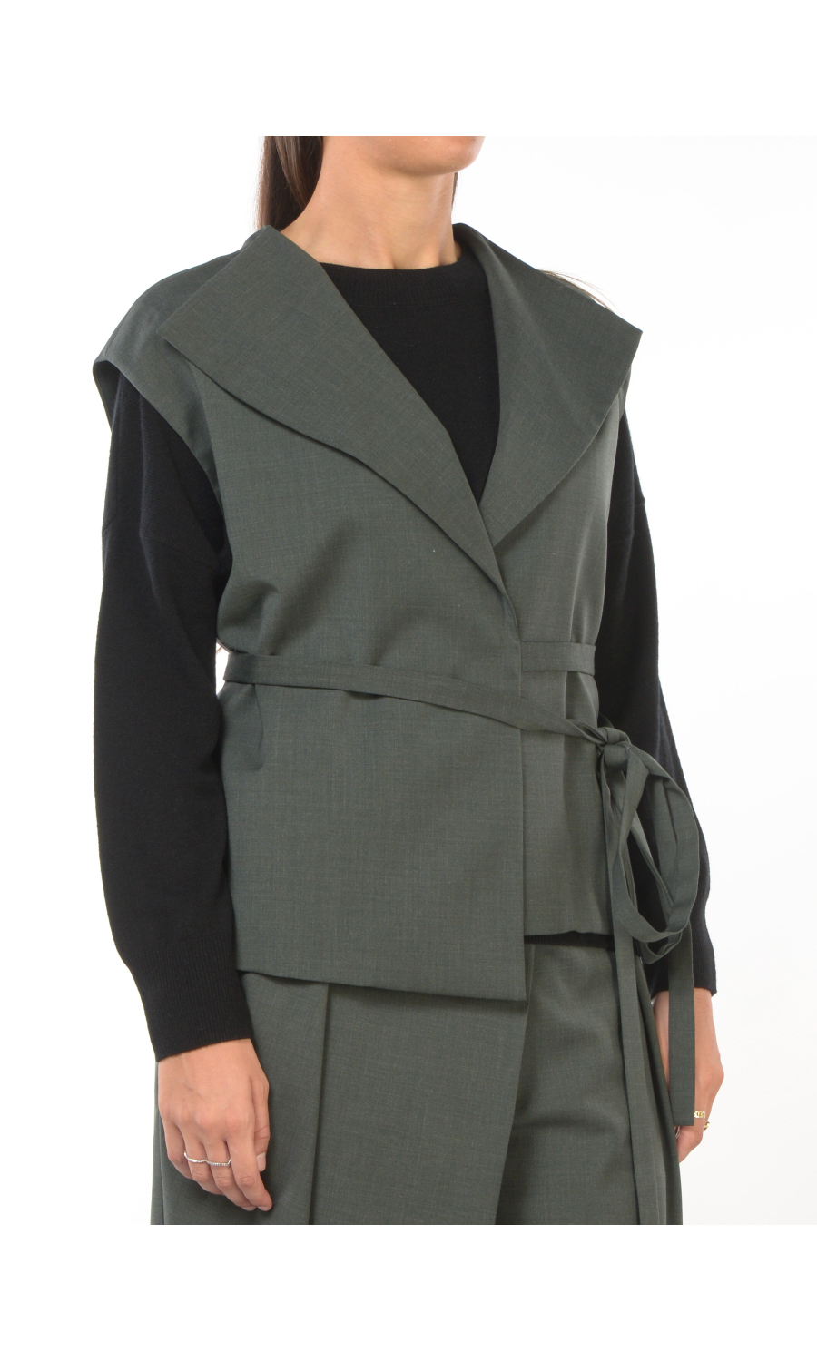 gilet da donna Meimeij in misto lana con chiusura a portafoglio