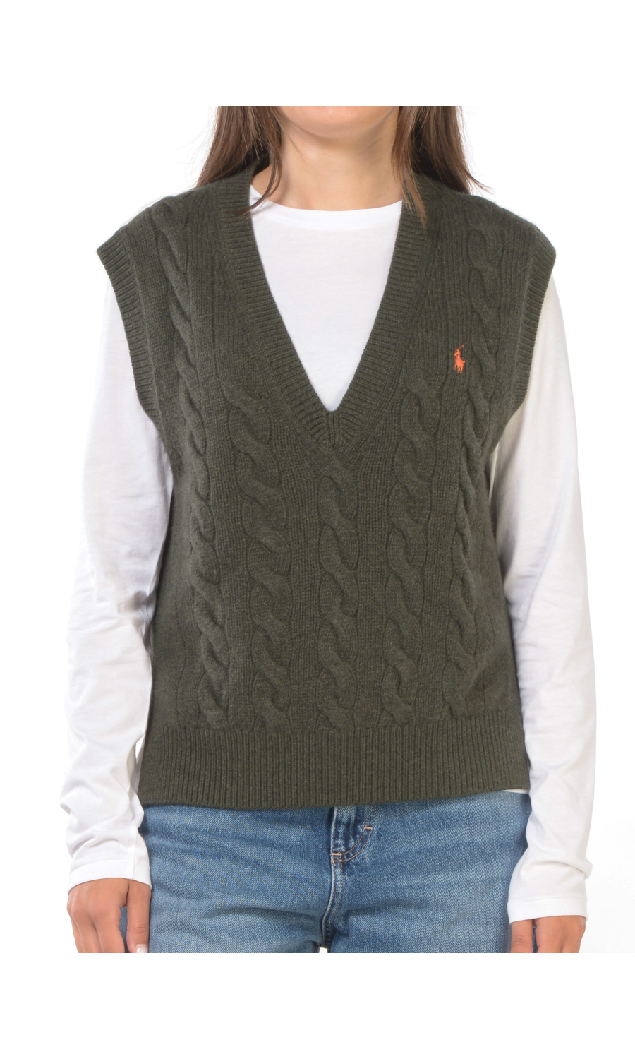 gilet da donna Ralph Lauren in lana e cachemire scollo a V