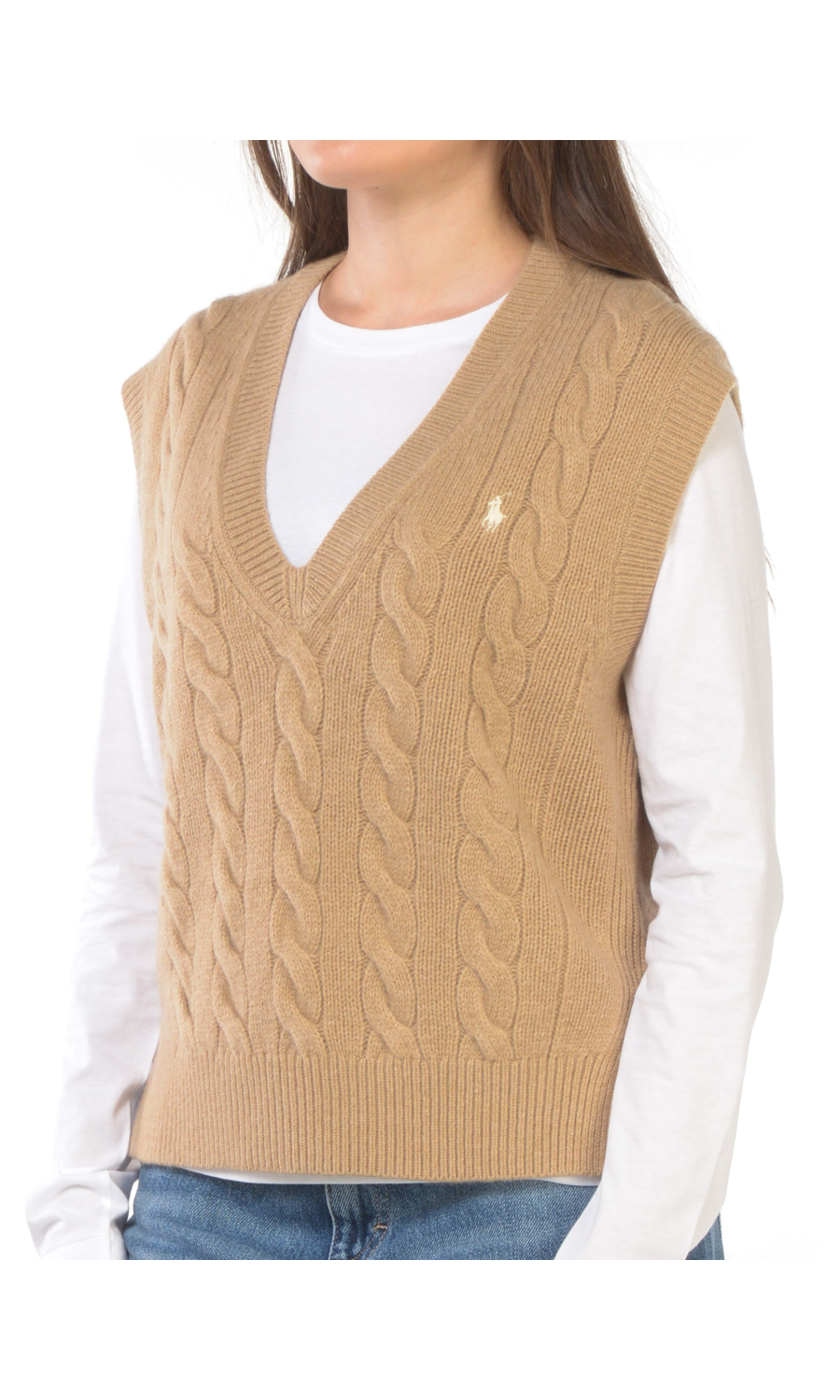 gilet da donna Ralph Lauren in lana e cachemire scollo a V