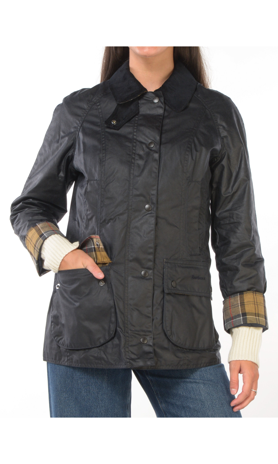 giubbino da donna Barbour Beadnell Wax con tasche