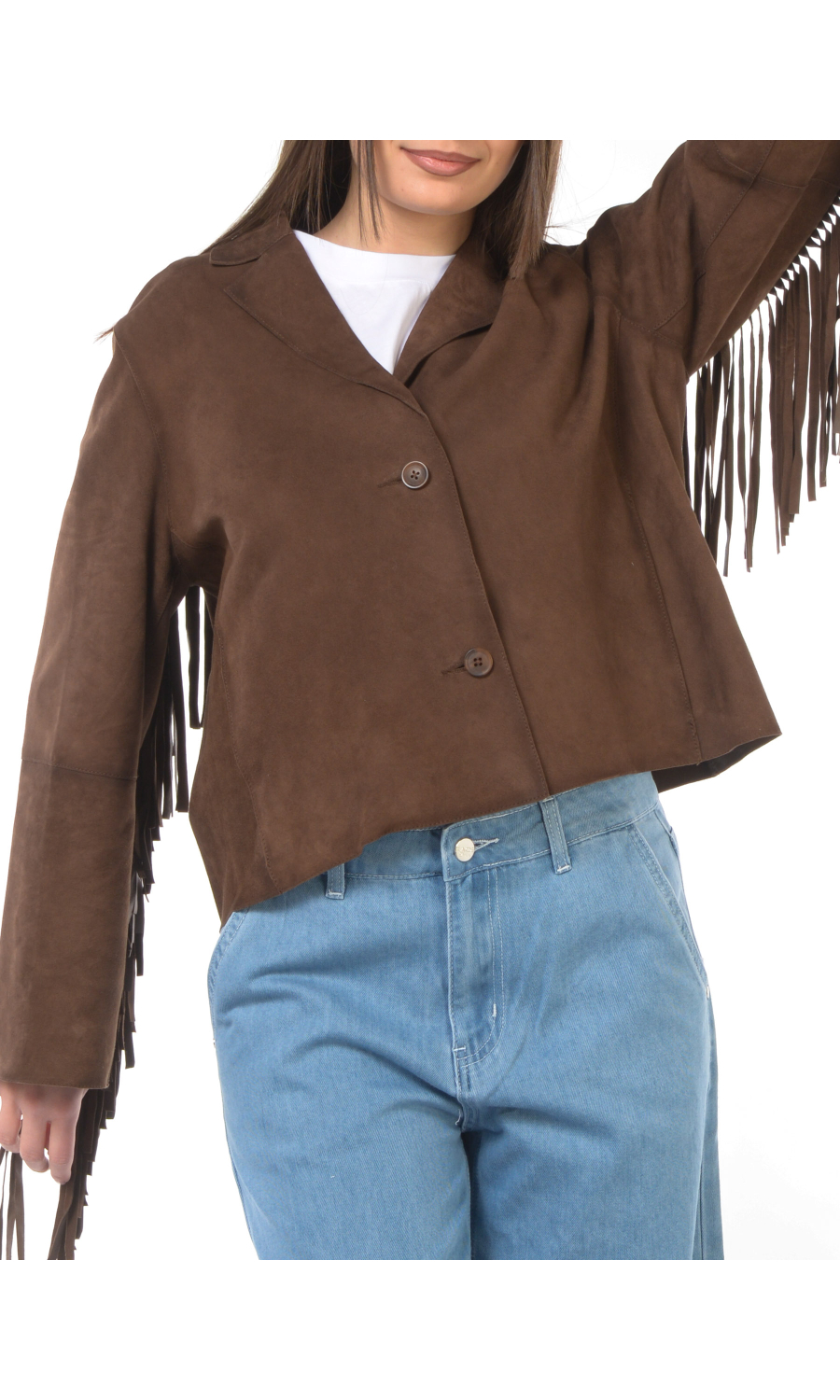 giubbino da donna Bully in vera pelle con frange