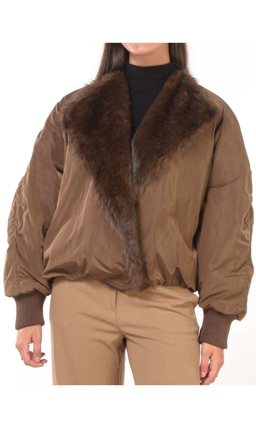 giubbino da donna Icona By Kaos bomber con collo in ecopelliccia