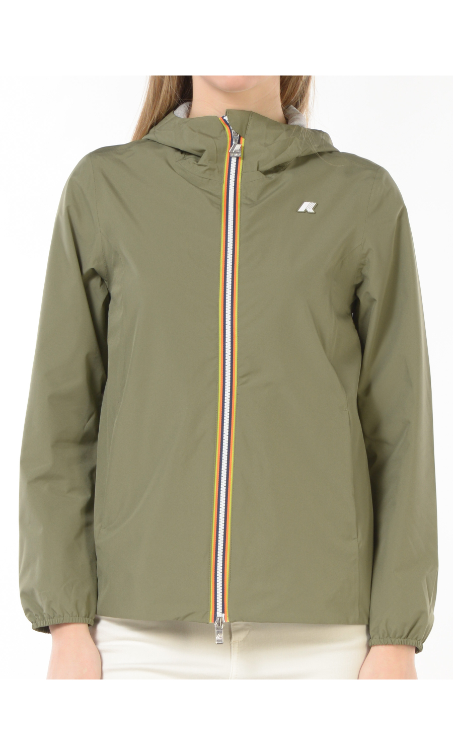 giubbino da donna K Way Marguerite Stretch Poly Jersey con cappuccio