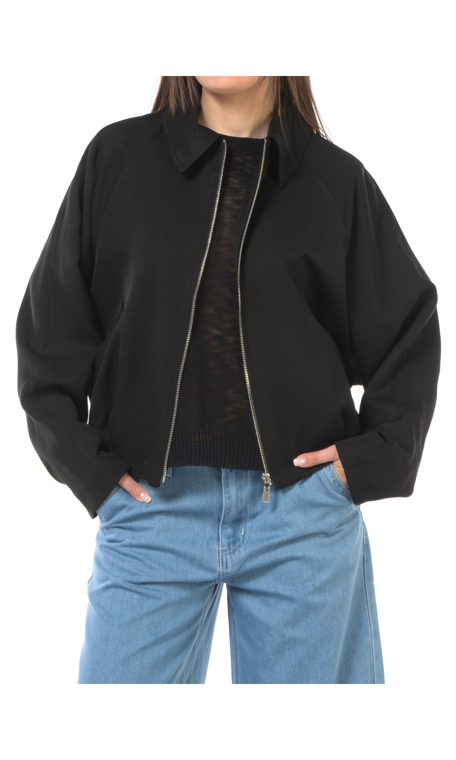 giubbino da donna Kaos con zip e pieghe