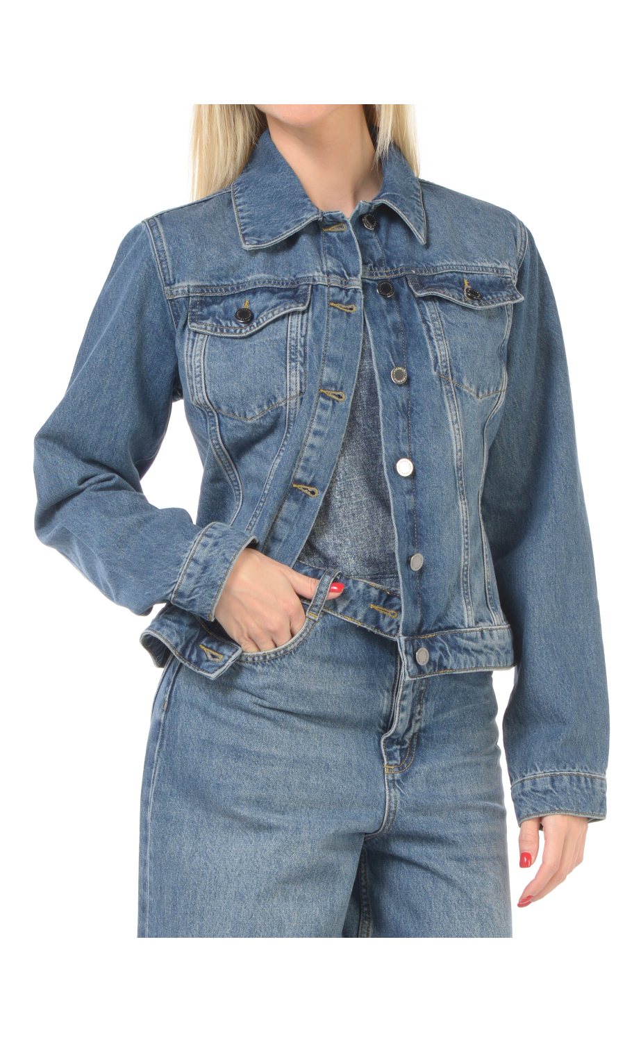 giubbino da donna Liu Jo feat. Elodie in denim con intrecci