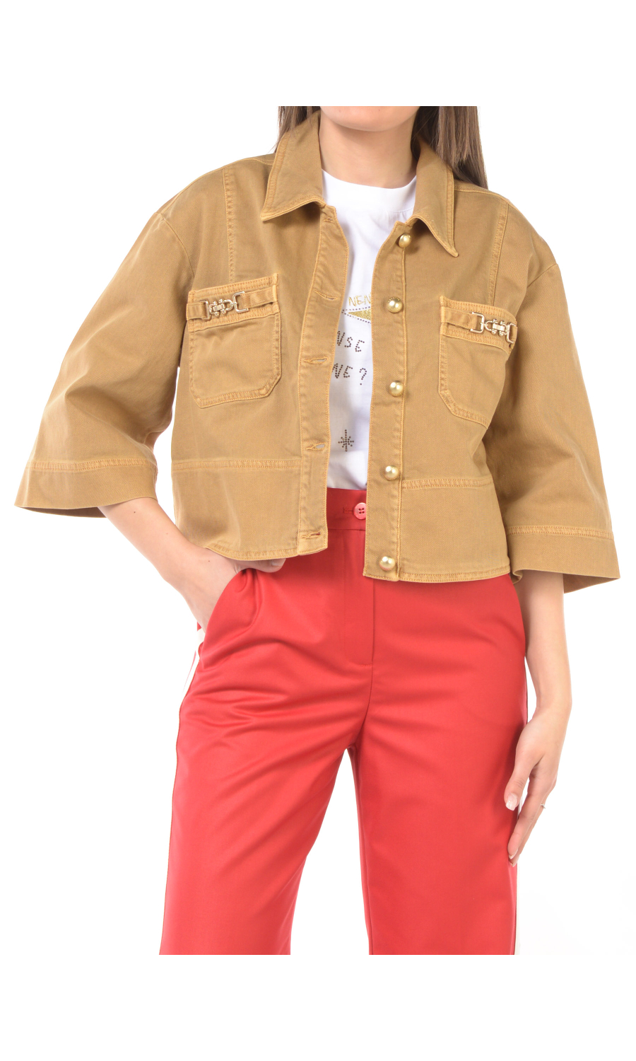 giubbino da donna Nenette cropped in bull di cotone